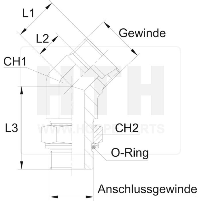 X-WEAM 8 L 12x1,5 - WD 45°