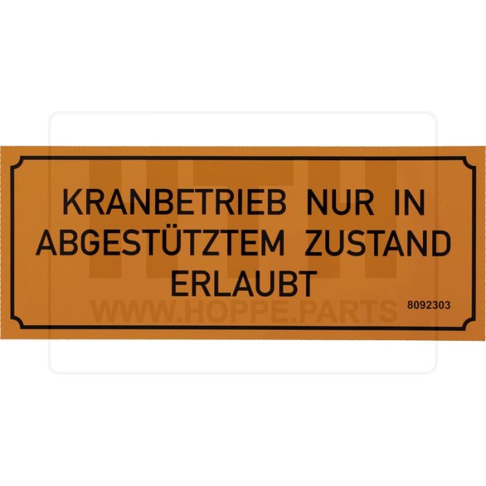 Aufkleber für die Kranstützfüße