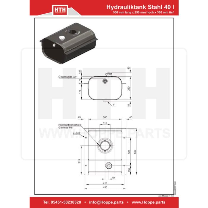 Hydrauliktank 40 l ST 500x250x360