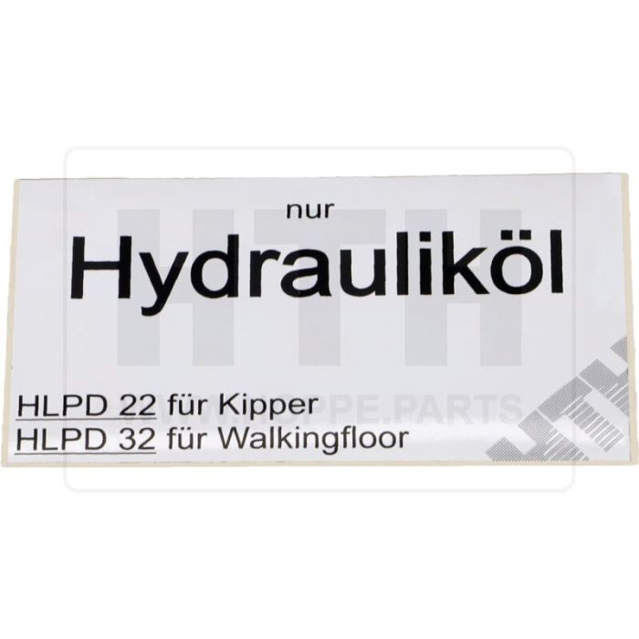 Aufkleber - Hydrauliköl -
