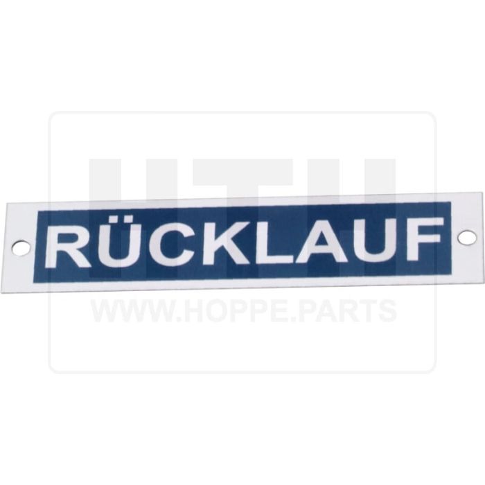 Hinweisschild Rücklauf - als Aluschild -