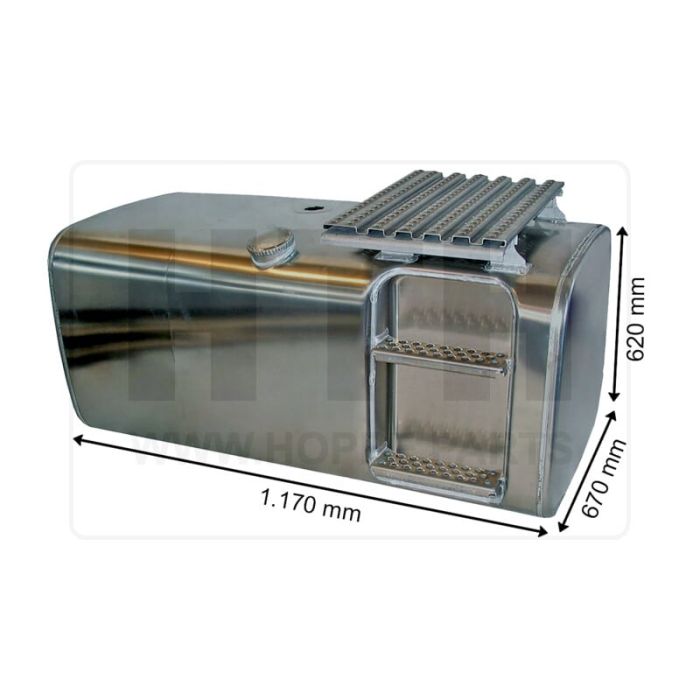Dieseltank 410 l Alu 1170 x 620 x 670