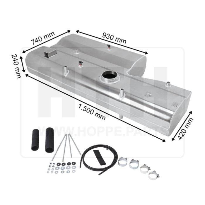 Dieseltank 180 l Alu 1500 x 240 x 740
