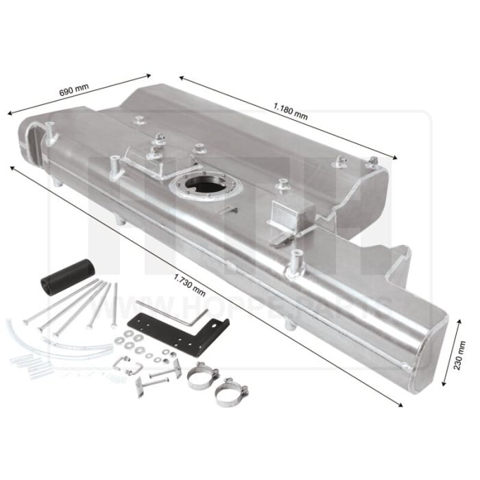 Dieseltank 170 l Alu 1500 x 240 x 740