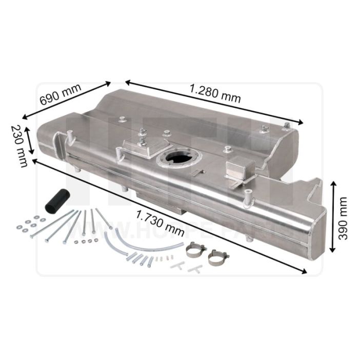 Dieseltank 165 l Alu 1730 x 230 x 690