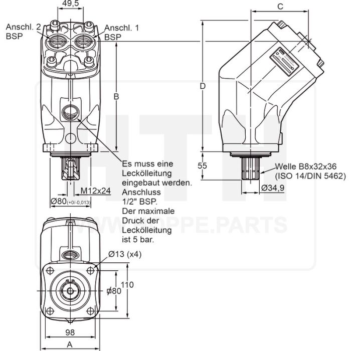 Axialkolbenmotor Parker F1-061-M