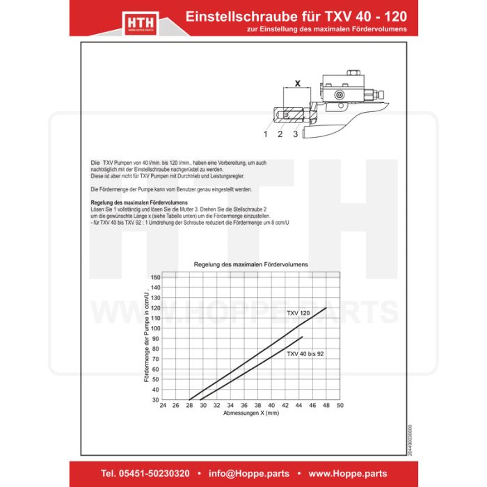Einstellschraube Verstellpumpe TXV40-120 Einstellschraube Verstellpumpe TXV40-120
