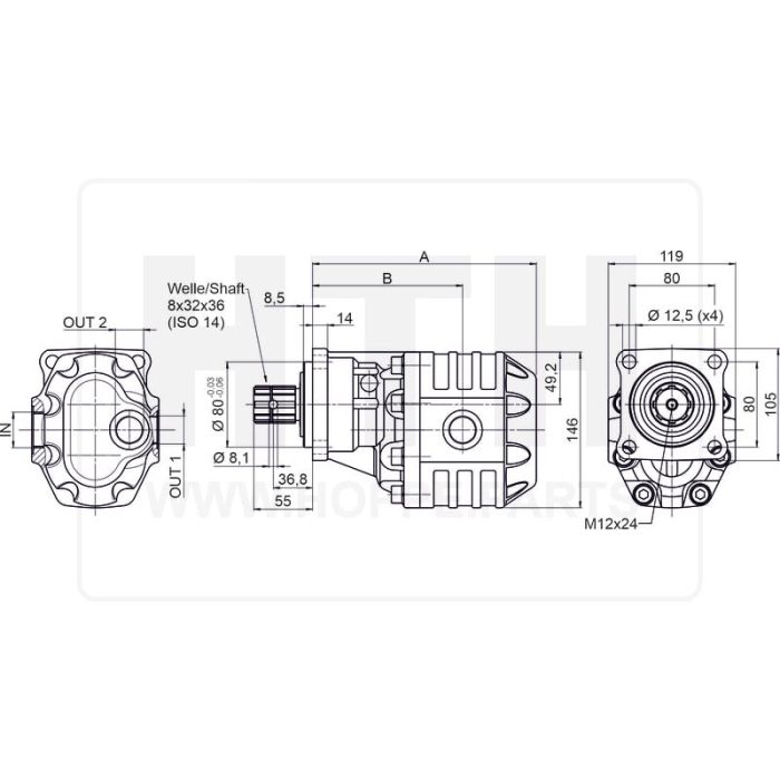 Zahnradpumpe NPH-43 LEFT ISO Zahnradpumpe NPH-43 LEFT ISO