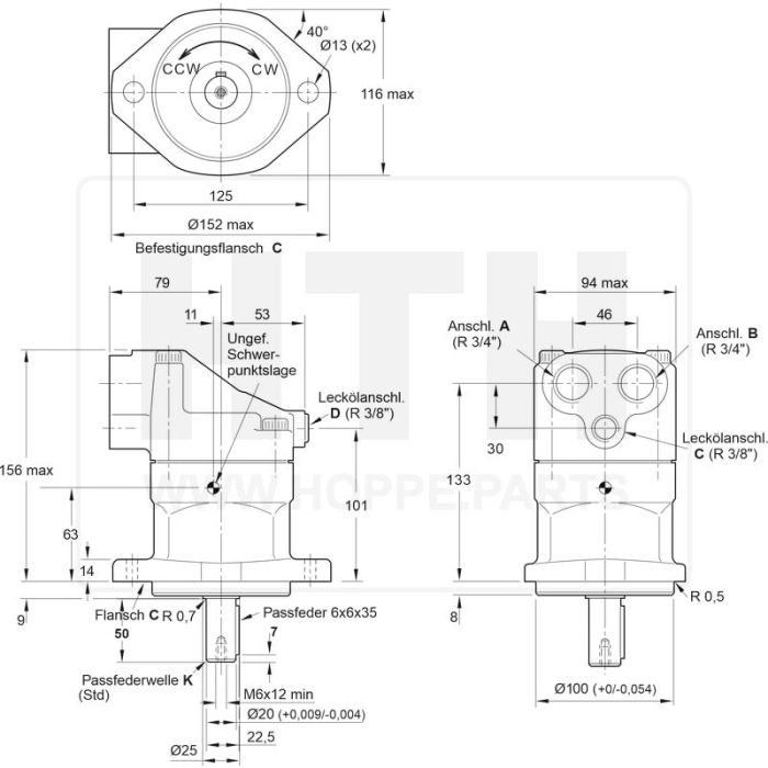 Axialkolbenmotor Parker F11-008-QB-CV-K