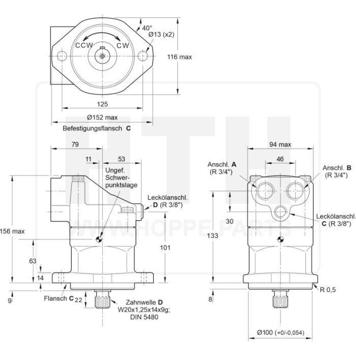 Axialkolbenmotor Parker F11-010-MB-CN-D Axialkolbenmotor Parker F11-010-MB-CN-D