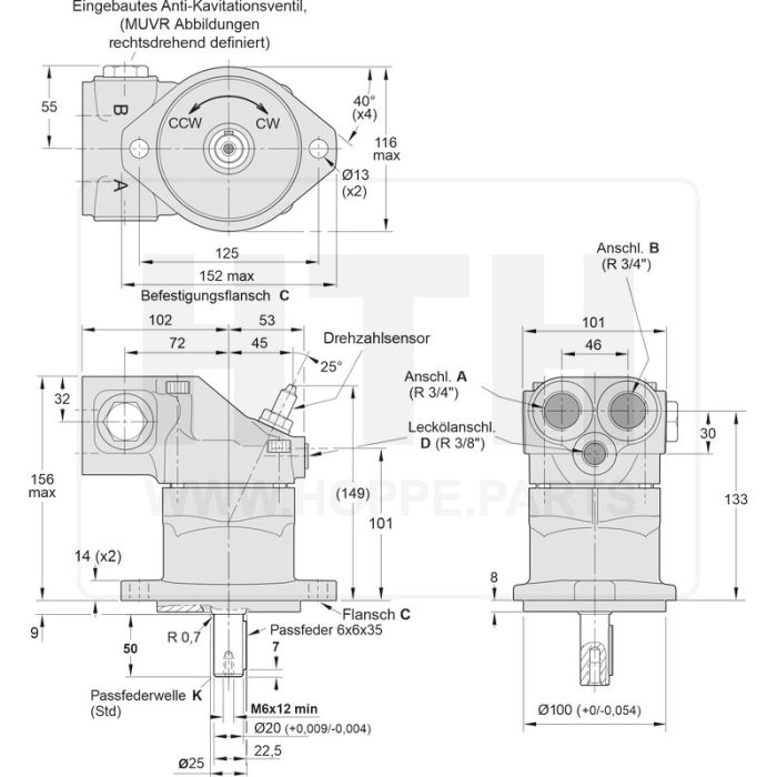 Axialkolbenmotor Parker F11-012-QB-CV-K