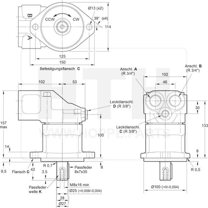 Axialkolbenmotor Parker F11-014-QB-CV-K