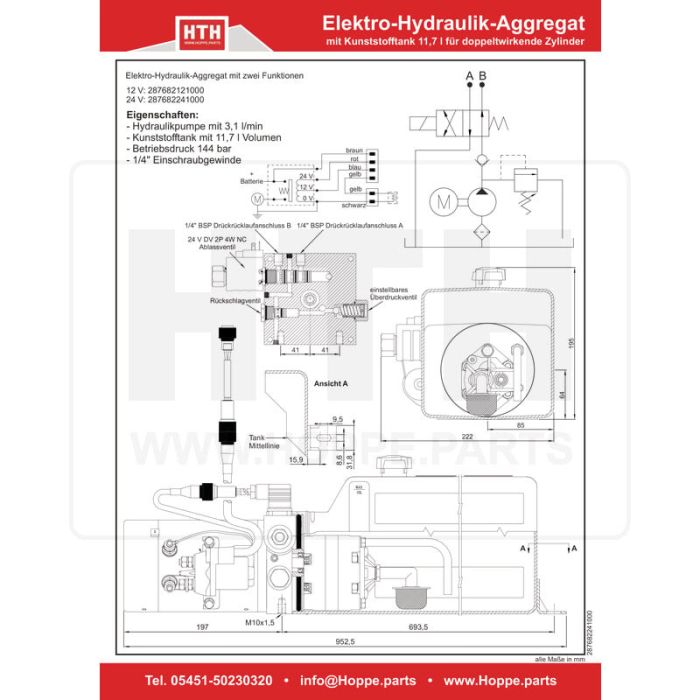 Elektro-Hydraulikaggregat 24V 14L DW