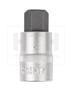 1/2'' Bit-Stecknuss 6-kant, kurz, 17mm