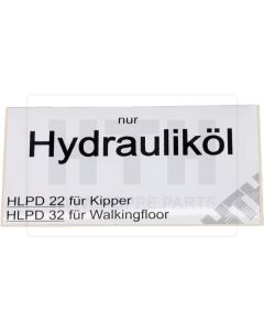 Aufkleber - Hydrauliköl -