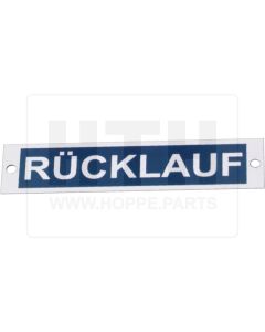 Hinweisschild Rücklauf - als Aluschild -