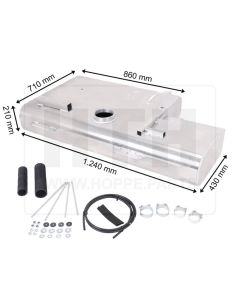 Dieseltank 140 l Alu 1240 x 210 x 710