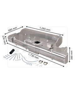 Dieseltank 165 l Alu 1730 x 230 x 690